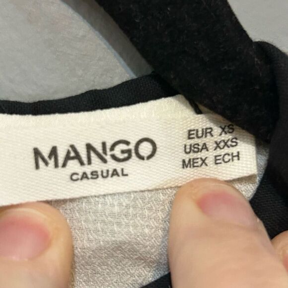 Mango Bluson Babydoll collar black white blouse NWT‎ size 2 - Picture 3 of 10